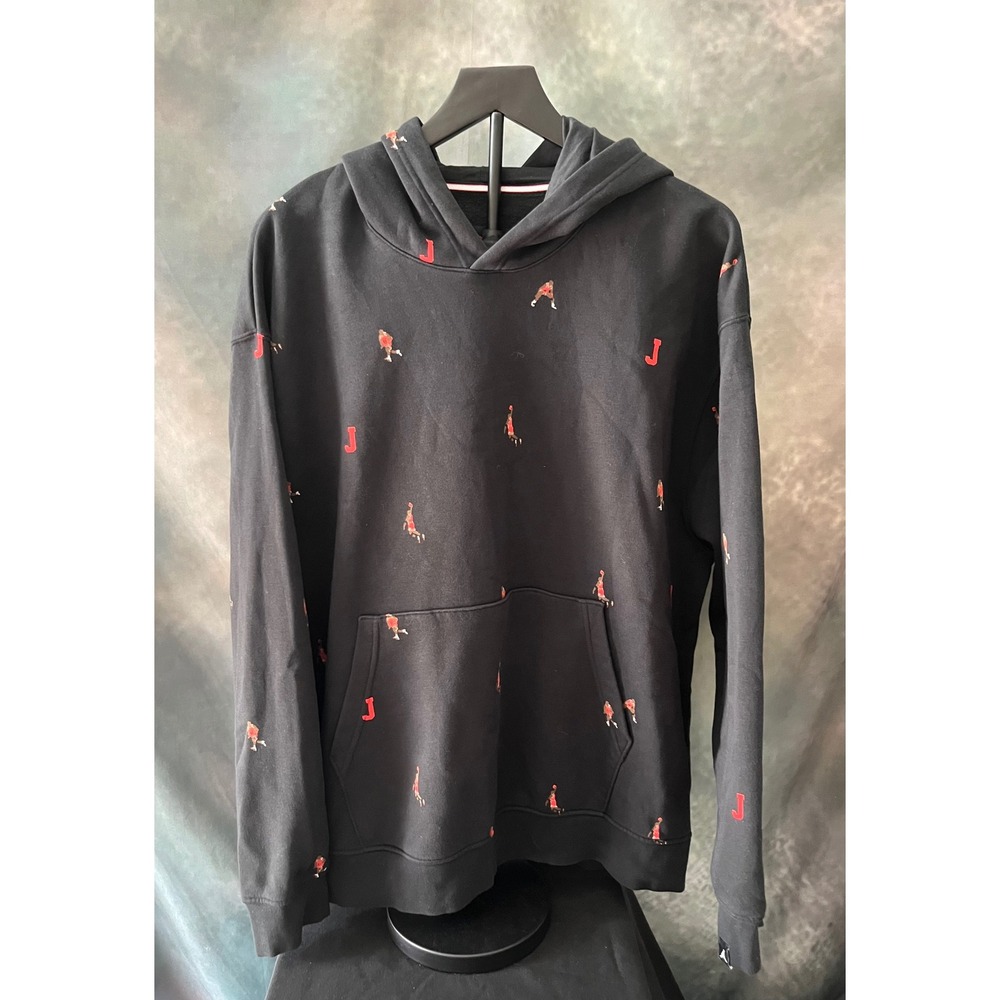 Jordan Essential‎ Hoodie Black Red Basketball Player Print Mens Sweatshirt XL